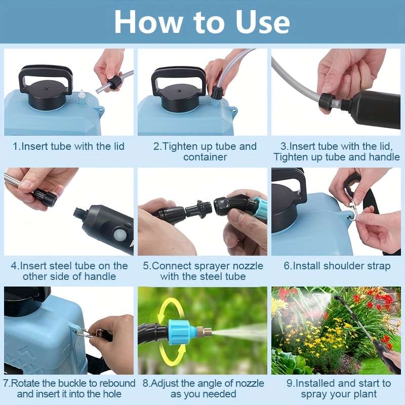 1Pc 8L Usb Rechargeable Sprayer Portable Electric Watering Can