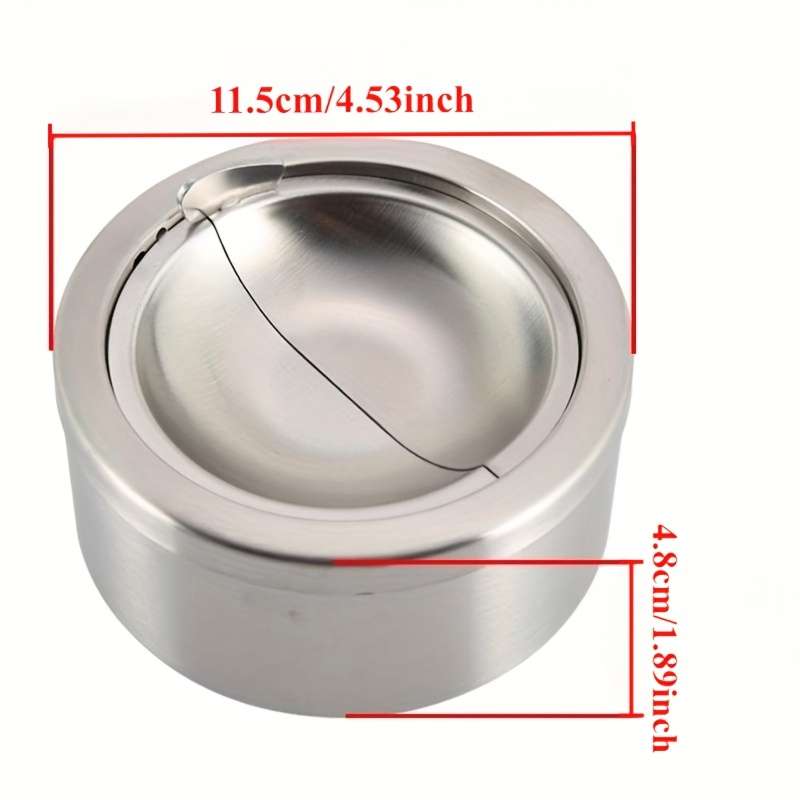 1pc Stainless Steel Windproof Ashtray with Lid Portable Round Design for Home and Outdoor Use