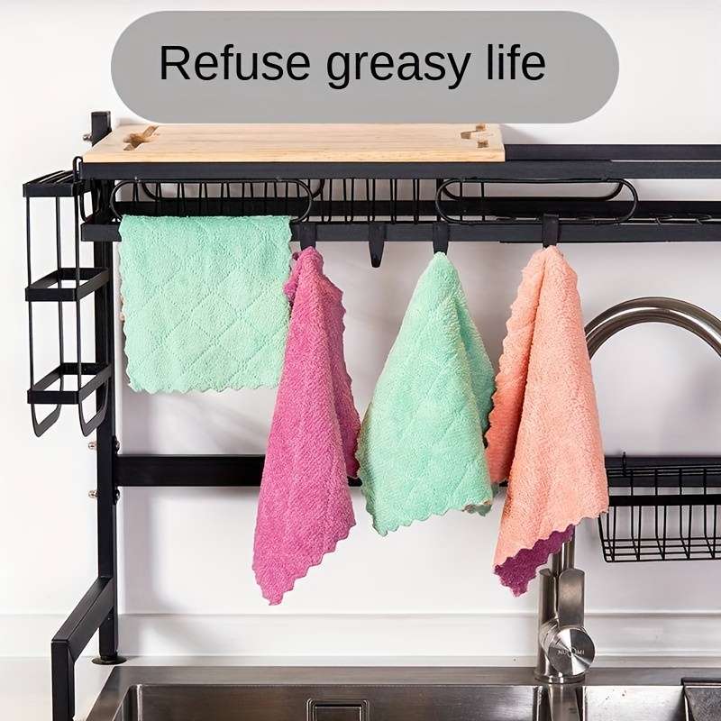10pcs Ultrafine Fiber Dish Cloths Multi-Purpose Cleaning Towels Double-Sided Scrubbing Spon