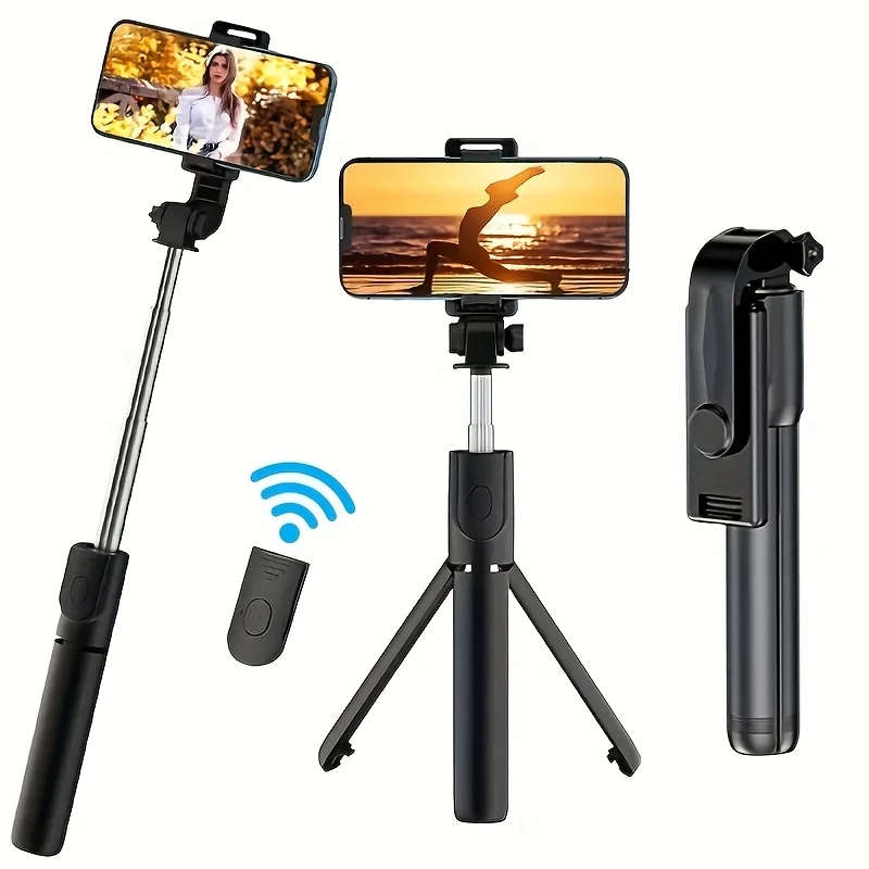 1pc Mobile Selfie Stick Retractable Tripod with Wireless Remote Compatible with iPhone and Android S