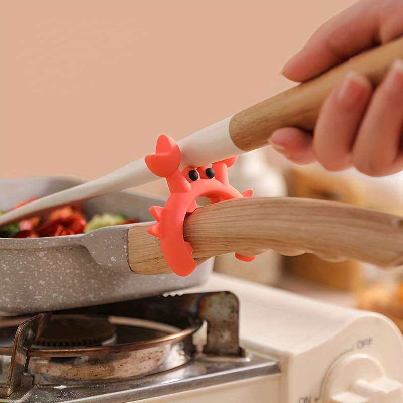 Silicone Spoon Rest Set of 2 Cute Crab Octopus Design Heat-Resistant Spoon Holder for Kitch