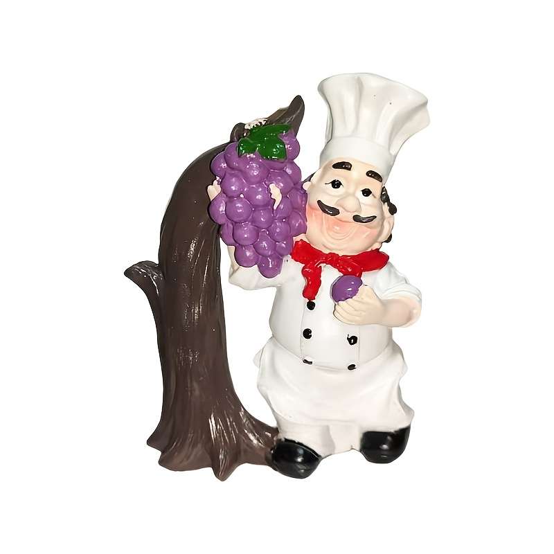 1pc Chef-Shaped Resin Paper Towel Holder Grapevine Design Free Standing Hanging No-Drill I