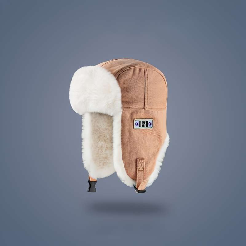 1pc Unisex Bomber Hat with Earflaps 100% Polyester Winter Pilot Cap Lightweight Knit Non-Stretc