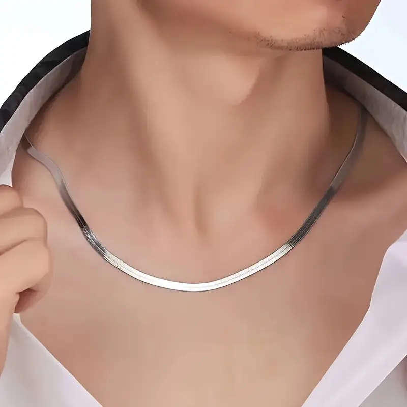 3mm Flat Snake Bone Chain Necklace - 304L Stainless Steel