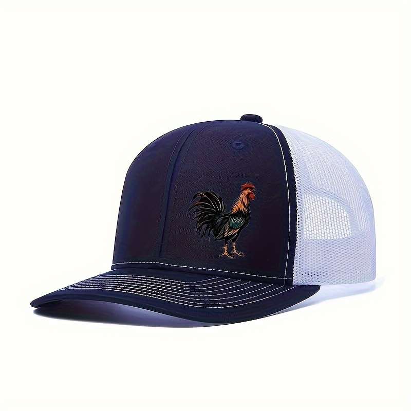 1pc Breathable Mesh Baseball Cap with Vibrant Rooster Print Adjustable Snapback Perfect for Casu