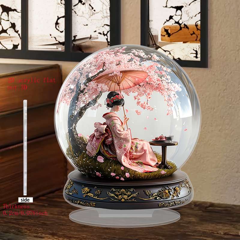 1pc 2D Flat    Charming Japanese Cherry Blossom Girl Acrylic Desktop Decoration Perfe