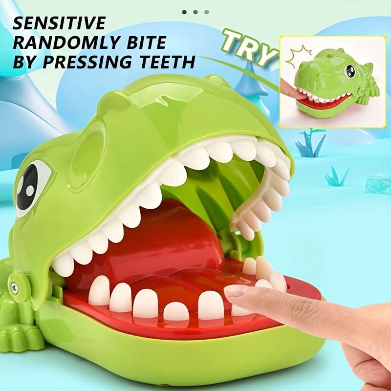 1Pc Green Hilarious Dinosaur Finger Biting Toy