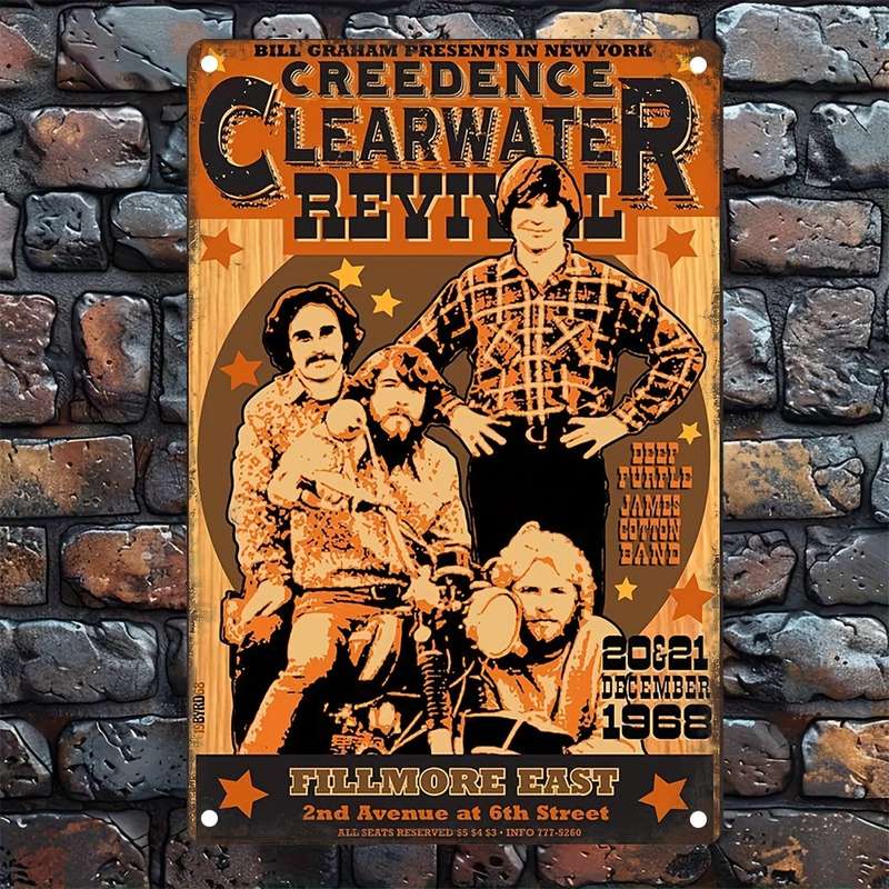 1pc  Creedence Clearwater Revival Band Vintage Iron Sign 20.32x30.48 cm Retro Music Wall Art W