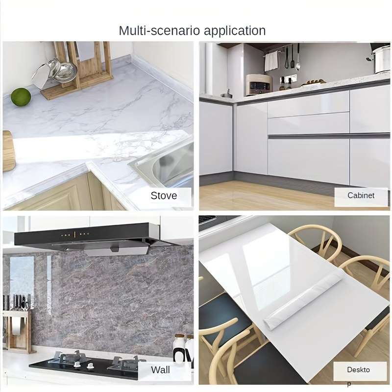 1pc Marble Pattern Self-Adhesive Kitchen Countertop Sticker 200x40cm Waterproof Oil-Resistan