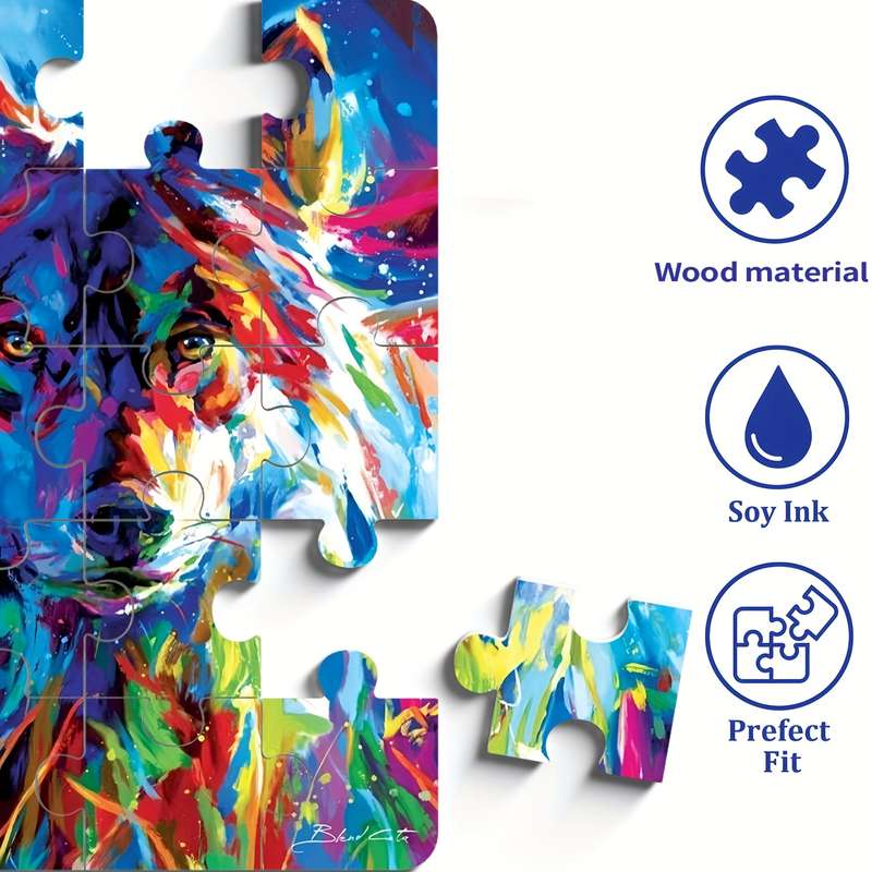 1000pcs Jigsaw Puzzle Vibrant Painted Wolves 48.9 x 67.95cm Intermediate Skill L