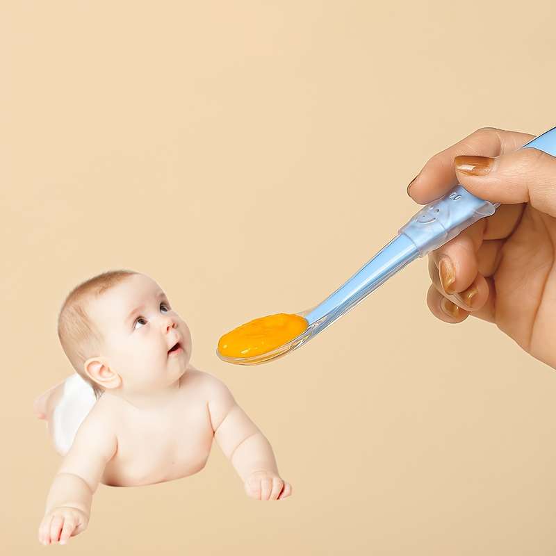 1pc Baby Silicone Spoon Food Grade Feeding Spoon with Bright Pink Color White Blue Green Co
