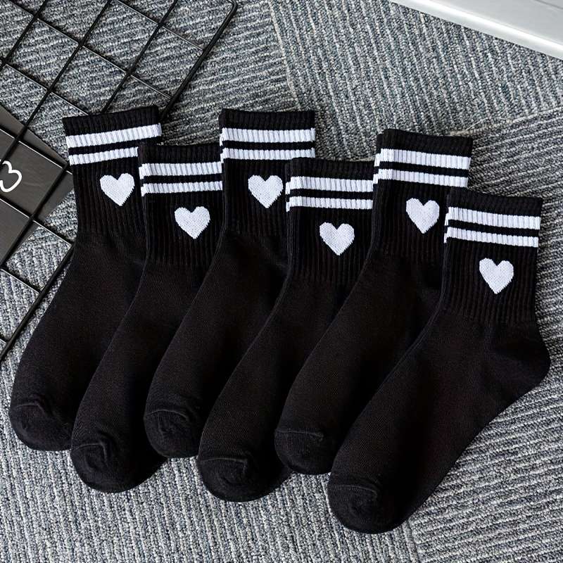 6 Pairs Black One Size High Elastic Socks