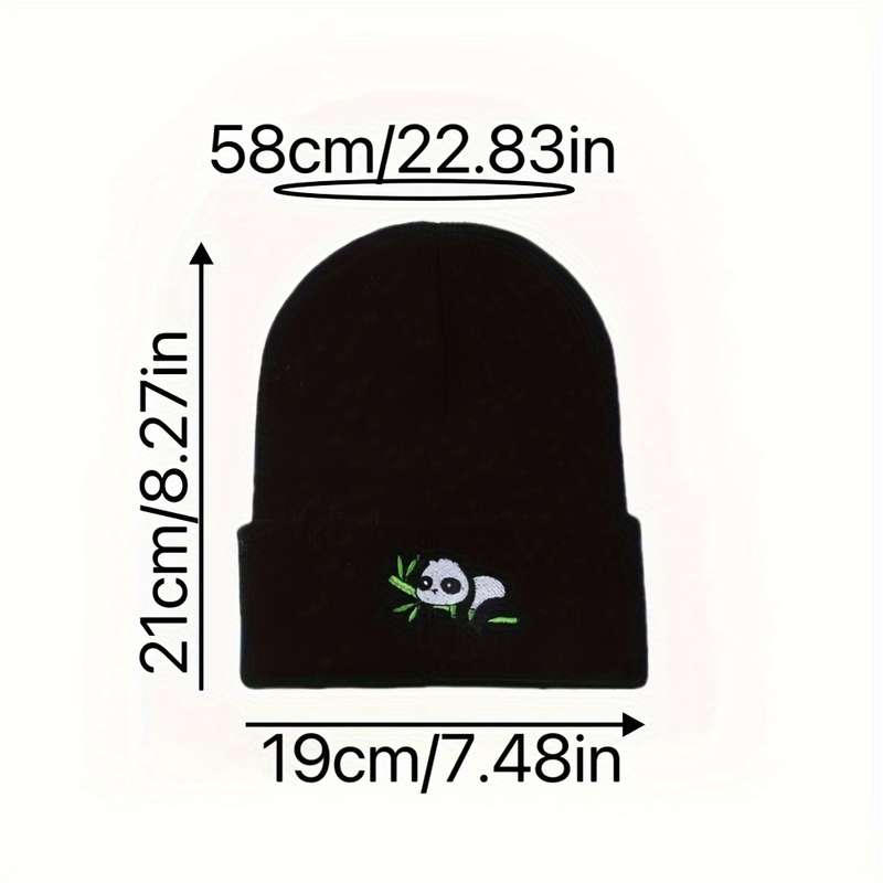 1pc Acrylic Stretchy Skull Beanie Hat Panda Embroidery Knit Beanie Hat for Men and Women Acrylic