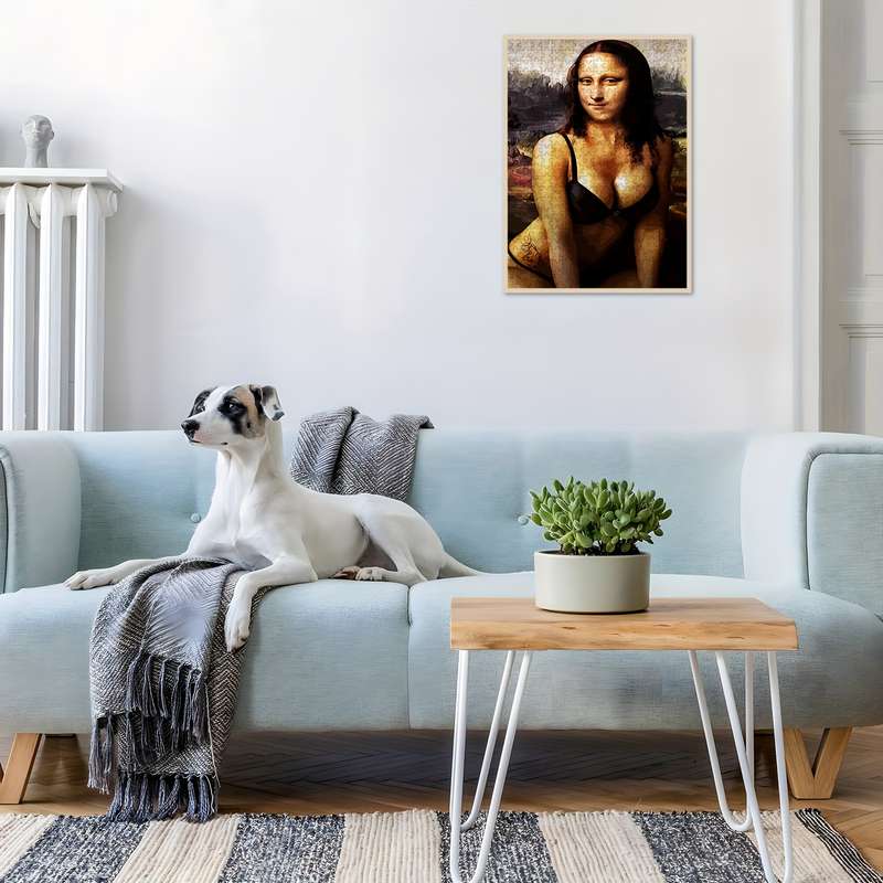 1000pcs Jigsaw Puzzle for Adults Families Funny Mona Lisa Artwork with Vibrant Co