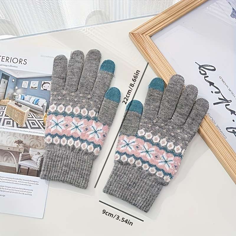 1 Pair Khaki Warm Gloves