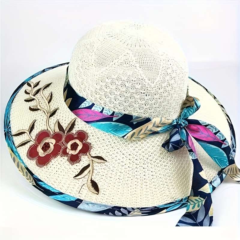 1pc Cartoon Women'S Fashion Beach Sun Hat Braid Fitted Hand Wash Only with Drawstring Closure a