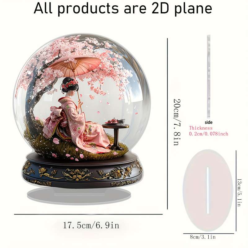 1pc 2D Flat    Charming Japanese Cherry Blossom Girl Acrylic Desktop Decoration Perfe