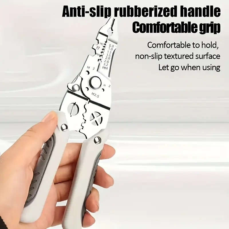 1pc Premium Multi-Function Wire Stripper Crimping Tool Chrome Vanadium Steel Durable Cutter with Non