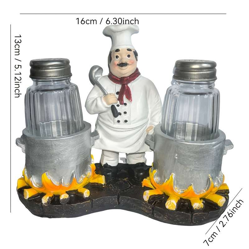 1pc Chef-Inspired Pepper Shaker Kitchen Decor Whimsical Resin Cookware Set with Lid Holder S