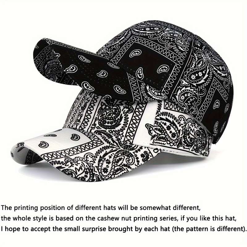 1pc Assorted Paisley Print Baseball Caps For Women Adjustable Sun Protection Sports Hats