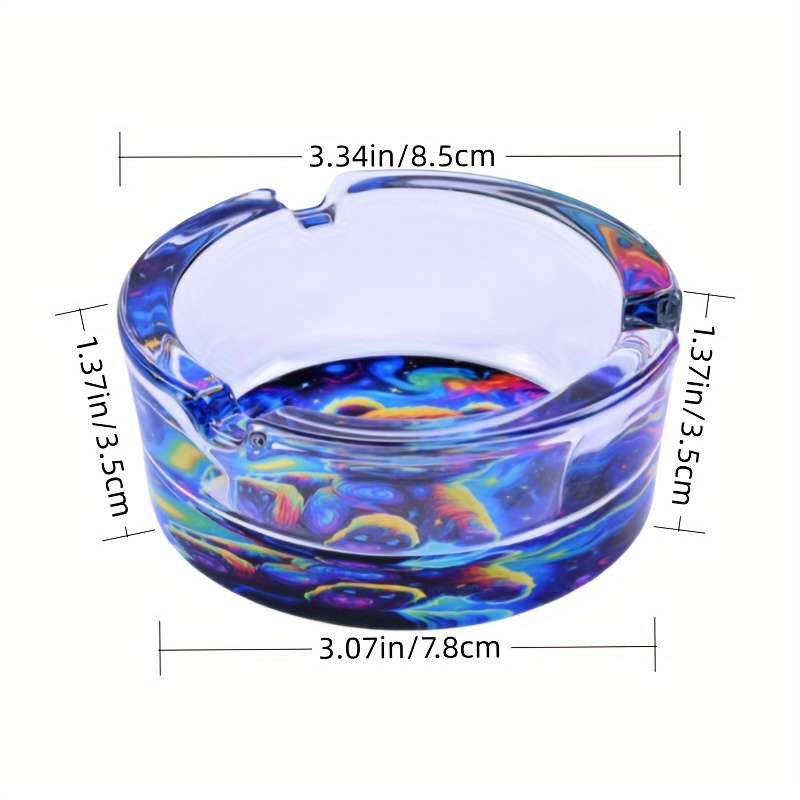 1pc Charming Cartoon Flower Glass Ashtray 85mm Round Perfect for Home Gifts