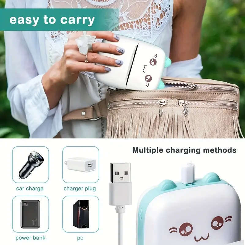1pc Wireless Mini Thermal Printer Wireless Mini Thermal Printer Portable Label Maker 200dpi