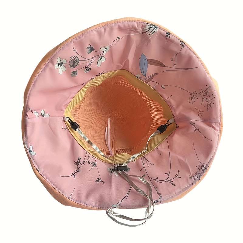 1pc Wide Brim Bucket Hat Mesh Breathable Stitching Sun Hat Sunscreen UV Protection Packable Basin H