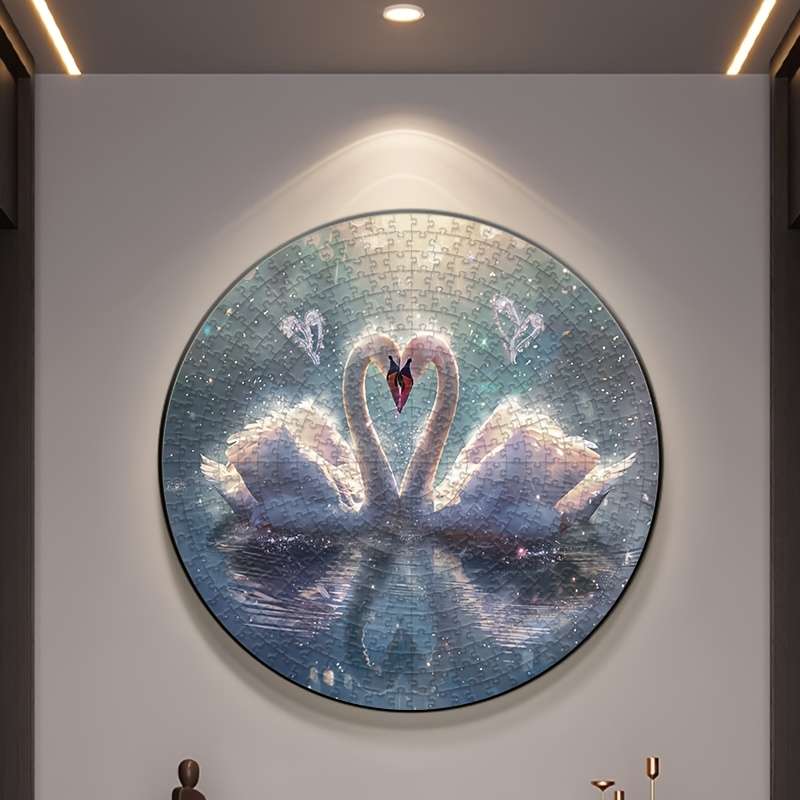 1000pcs Romantic Swans Puzzle 66.04x66.04cm White Card Multicolor Stress-Relievi