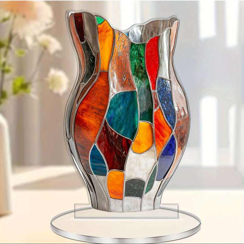 1pc 2D Flat   Elegant Acrylic Vase Decoration 11.0cm X 18.03cm an Ideal Choice for Home And Of