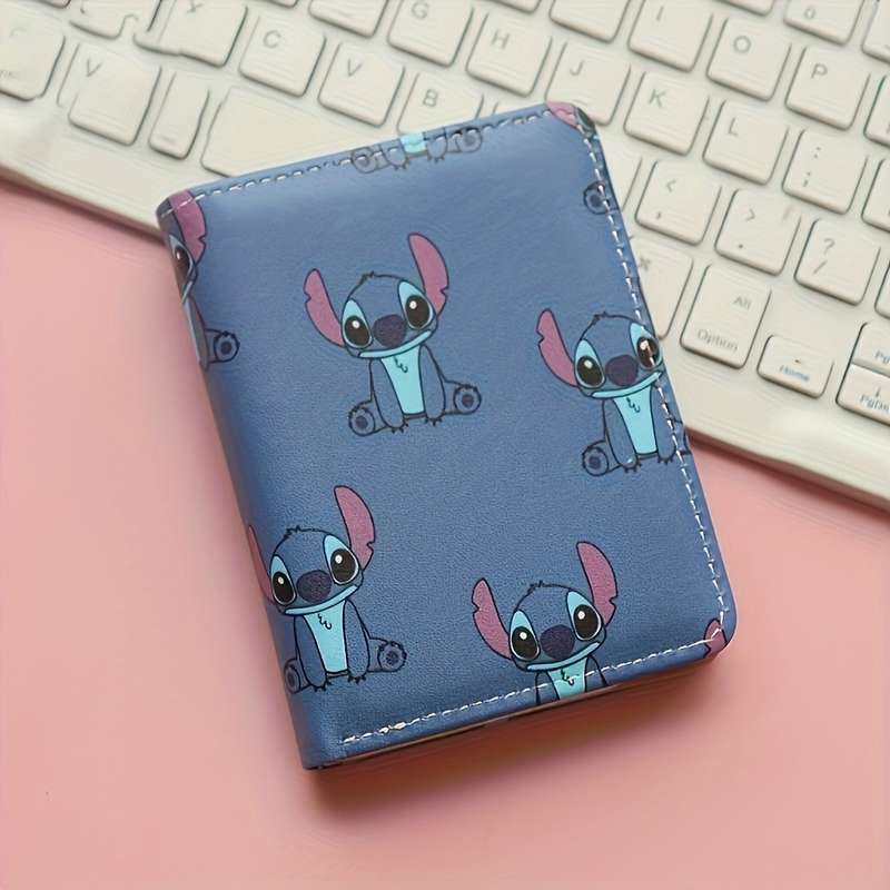 1pc Authorized Disney Stitch Unisex Wallet Cute Cartoon Print Large Capacity Half-Fold Design