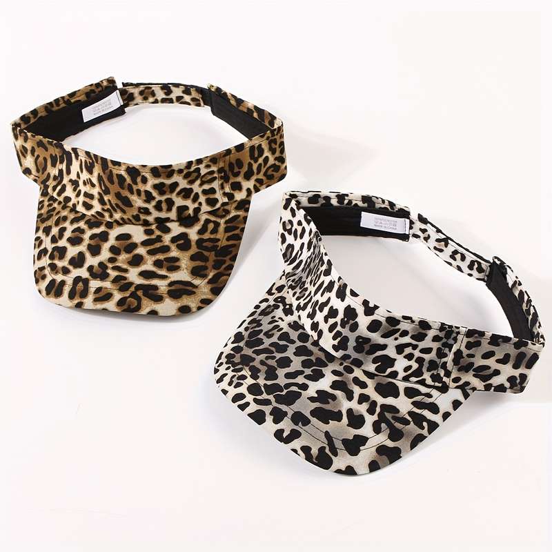 1pc Unisex Leopard Print Sun Visor Hat Adjustable Baseball Cap Empty Top Golf Tennis Visors For Out