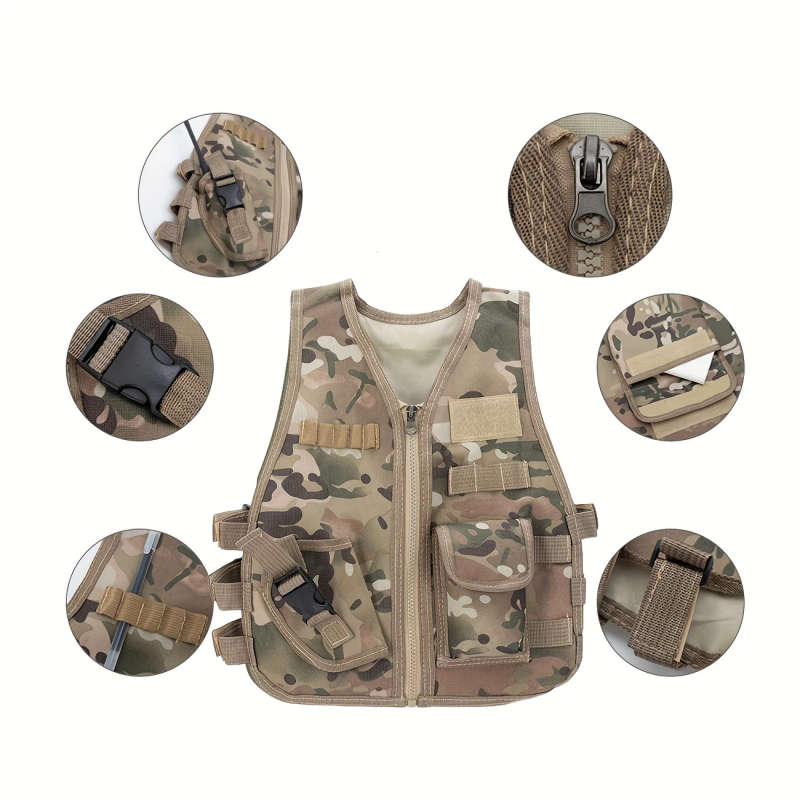1pc Size S Youngsters's Outdoor Tactical Vest Summer Camp Camouflage Training Vest
