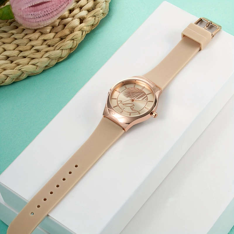 1pc Elegant Women's Quartz Watch Silicone Strap Zinc Alloy Case Non-Wireless Non-Rechargeable Batter