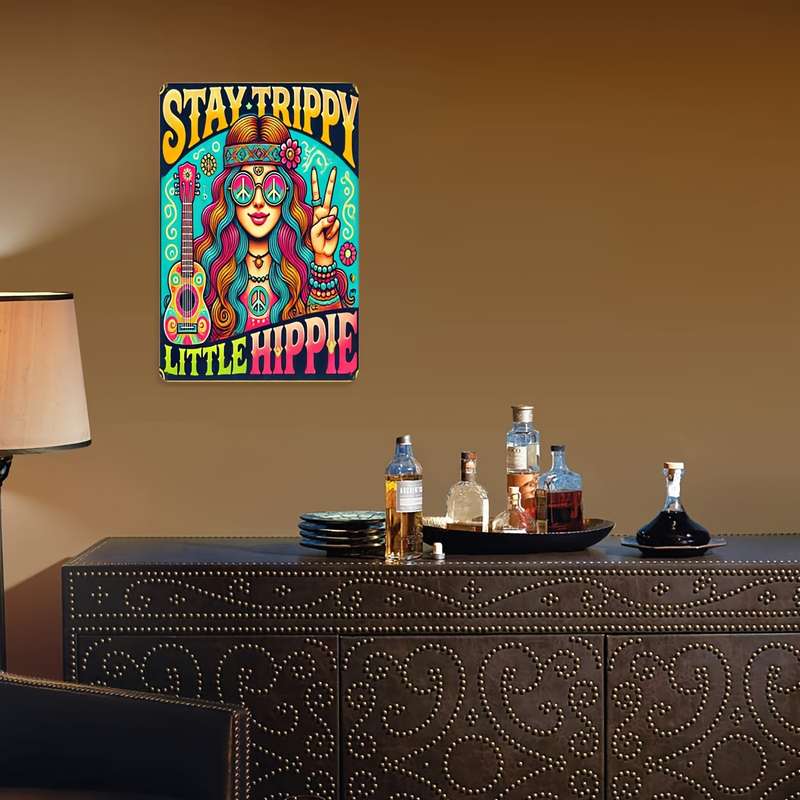 1pc Stay Trippy Little Hippie Vinyl Sticker 8 x 12 inches 20 x 30 cm High-Quality Metal Tin