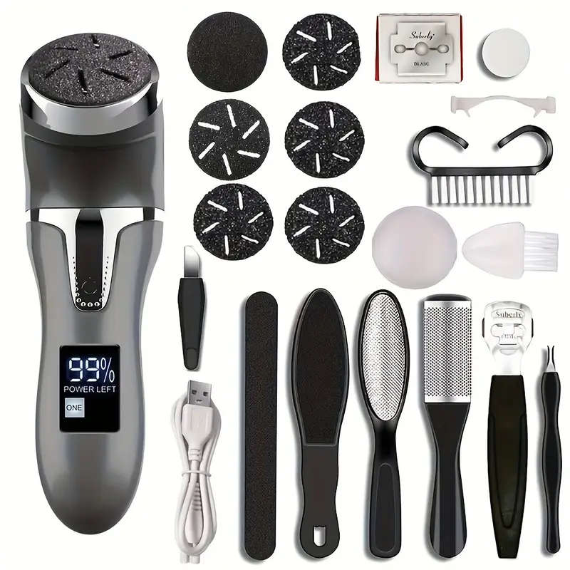 Rechargeable Electric Callus Remover with Built-in Dander Vacuum Cleaner Professional Foot Care Kit