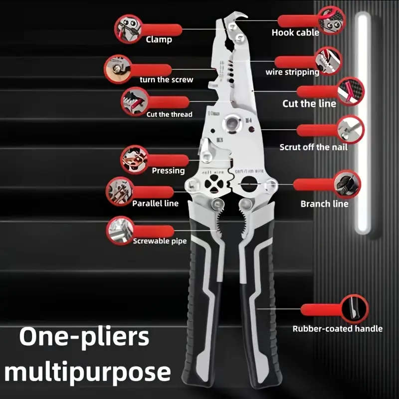 1PC18-in-1 Foldable Wire Stripper Manual Tool for Stripping Cutting Wrenching Holding Twisting