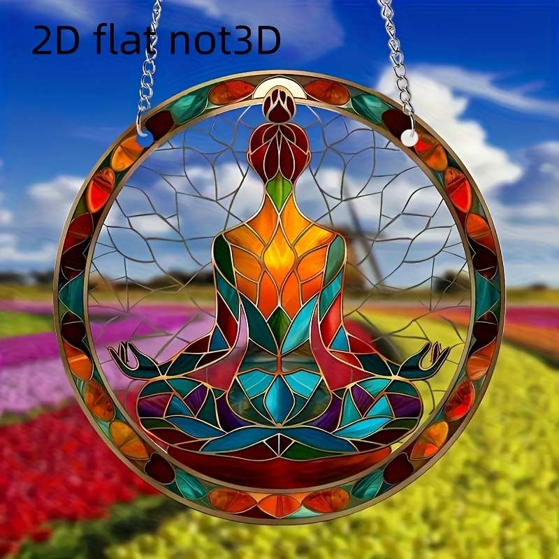 1pc 2D Flat  A  Acrylic Decorative Piece Yoga Style Acrylic Sun Catcher Colorful Glass Style