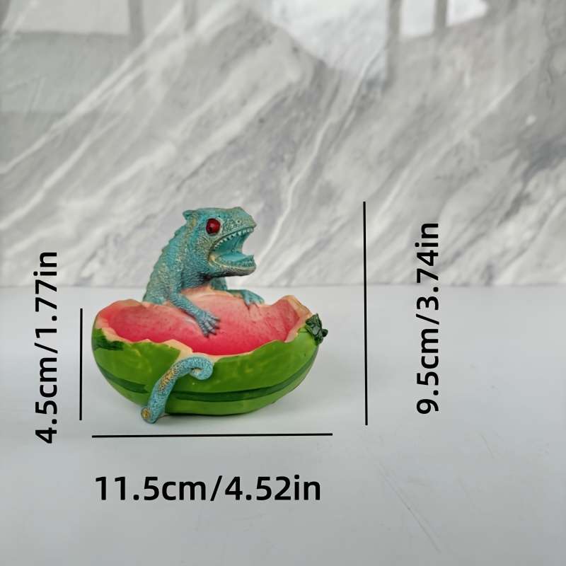 1pc Modern Resin Chameleon Lizard Watermelon Shaped Ashtray Animal Theme Irregular Tabletop De