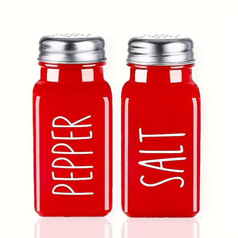 2pcs Salt And Pepper Shakers Set Glass Spice Shaker With Stainless Steel Lid Salt And Pepper