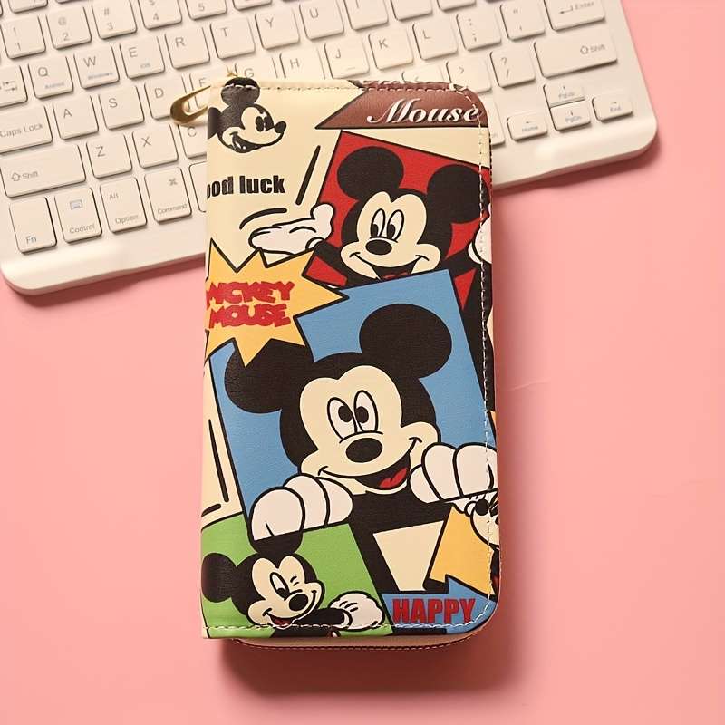 1pc Disney 1pc Cartoon Mickey Men and Women Wallet Mickey Mouse Printed Anime Fashion Long Zipper