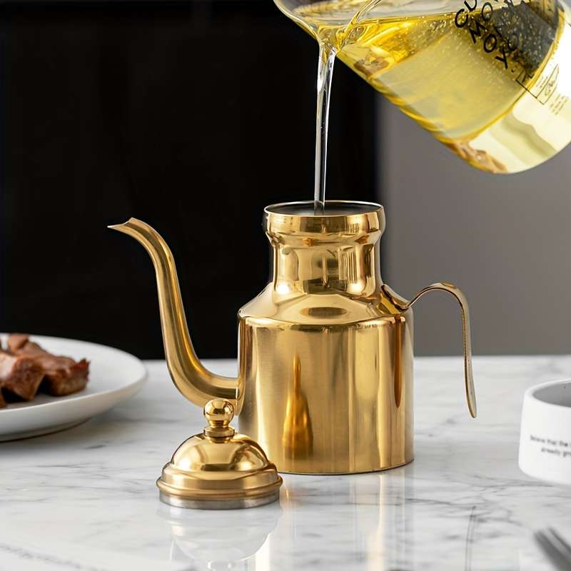 1pc 304 Stainless Steel Oil Pot Large Tea And Coffee Pot Thick And Durable Seasoning Storage