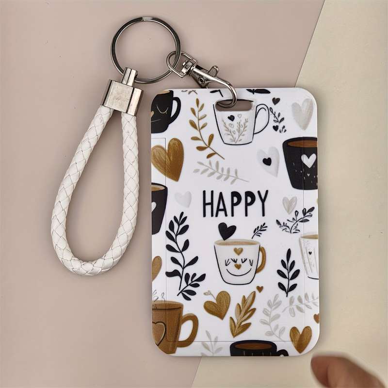 1pc One Pack Coffee Print Series Doctor Nurse Card Holder Bus Card Holder Campus Student ID Card Ho