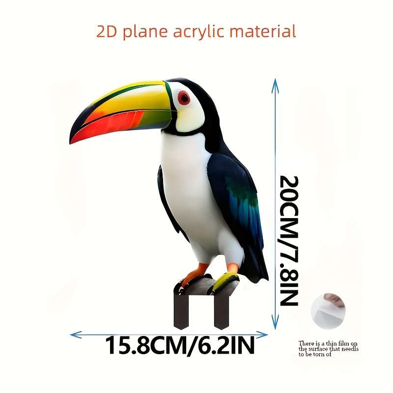 1pc 2D Flat   Home Leisure Colorful Toucan Outdoor Garden Decor Ground Insert Durable Acr