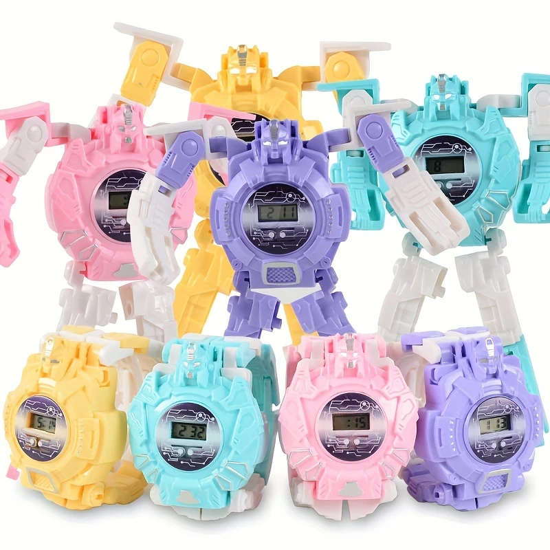 1pc Transforming Cartoon Electronic Watch Toy Battery-Powered Non-Rechargeable Color sent randomly
