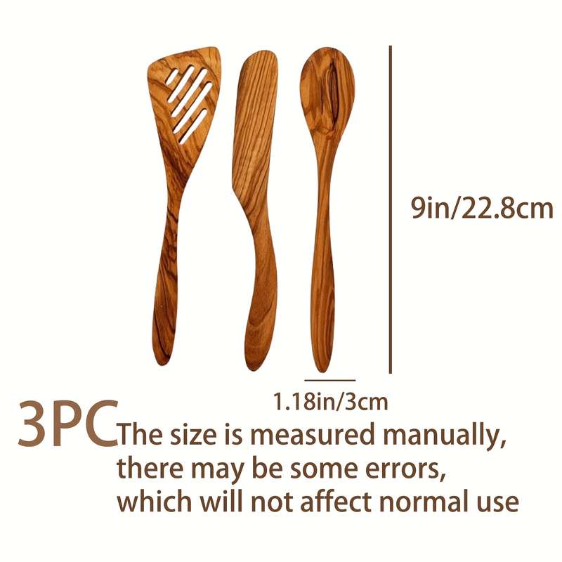 22.8Cm Professional Three-Piece Set Olive Wood Kitchenware Set   Anti-Scalding Frying Spatula