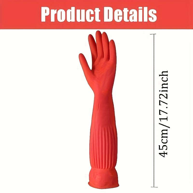 3 Pairs Red Orange Size L Palm 9cm Household Cleaning Gloves