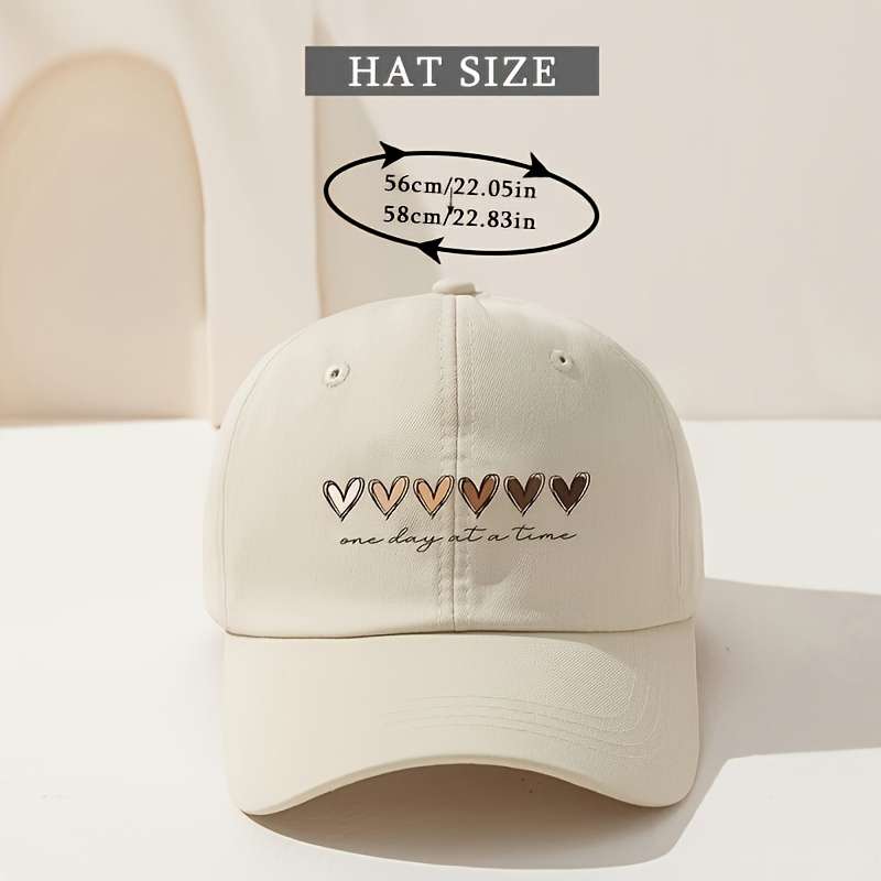 1pc Heart Printed Baseball Cap Breathable Adjustable Golf Hat with Curved Brim Summer Fashion Sun