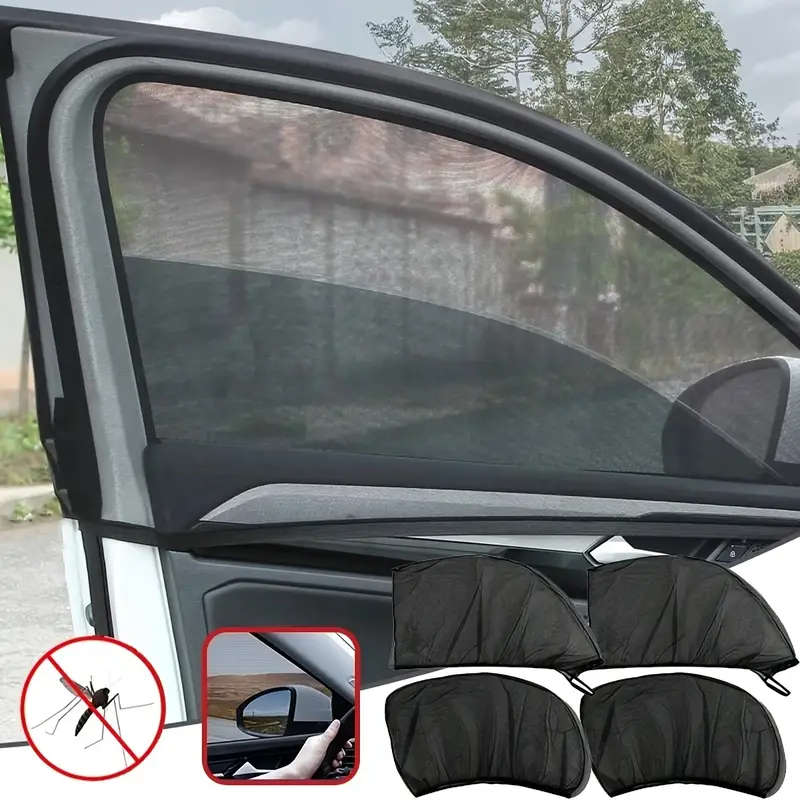 4pcs Polyester Car Sunshade Screen UV Protection Anti-Mosquito Insulation Reflective Awnings