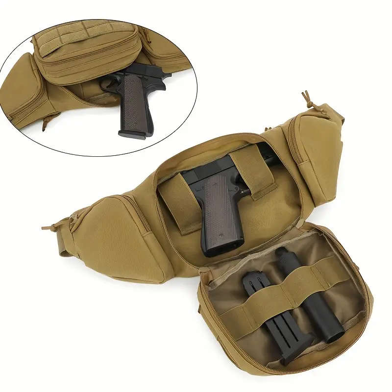 1pc Tactical Pistol Fanny Pack Multi-Functional Oxford Cloth Waist Bag Large Capacity Travel Gear Po