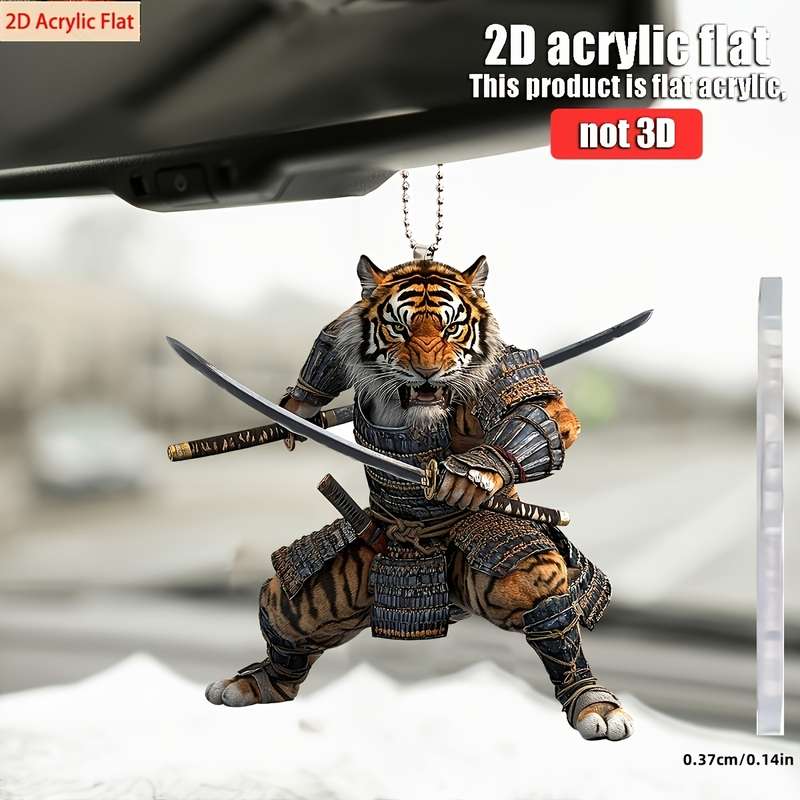 1pc 2D Flat  s  Acrylic Plane Car Hanging Decoration Big Tiger Warrior Armor Pendant P
